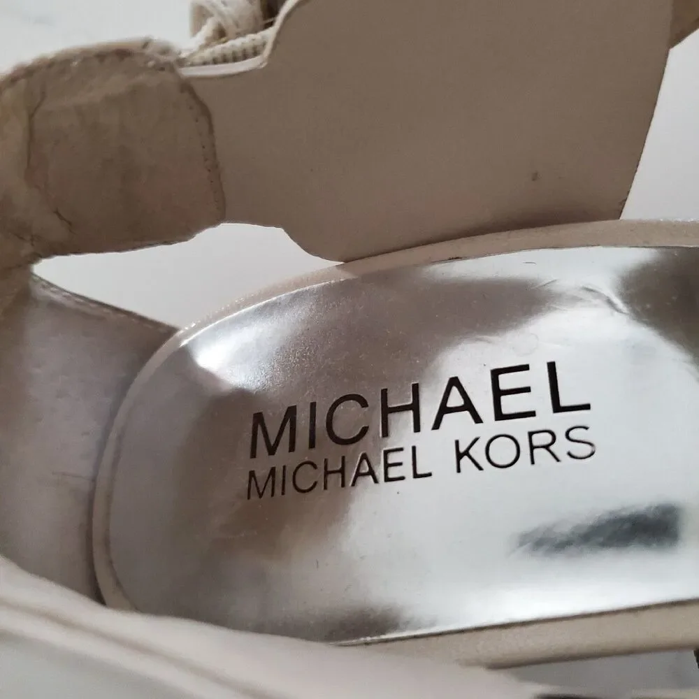 Michael Kors Women's Sandals Size 7.5 Beige Genuine Leather 3.5